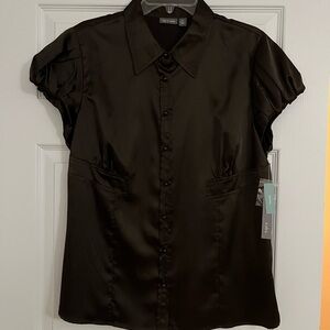 Croft & Barrow Brown Satin Blouse